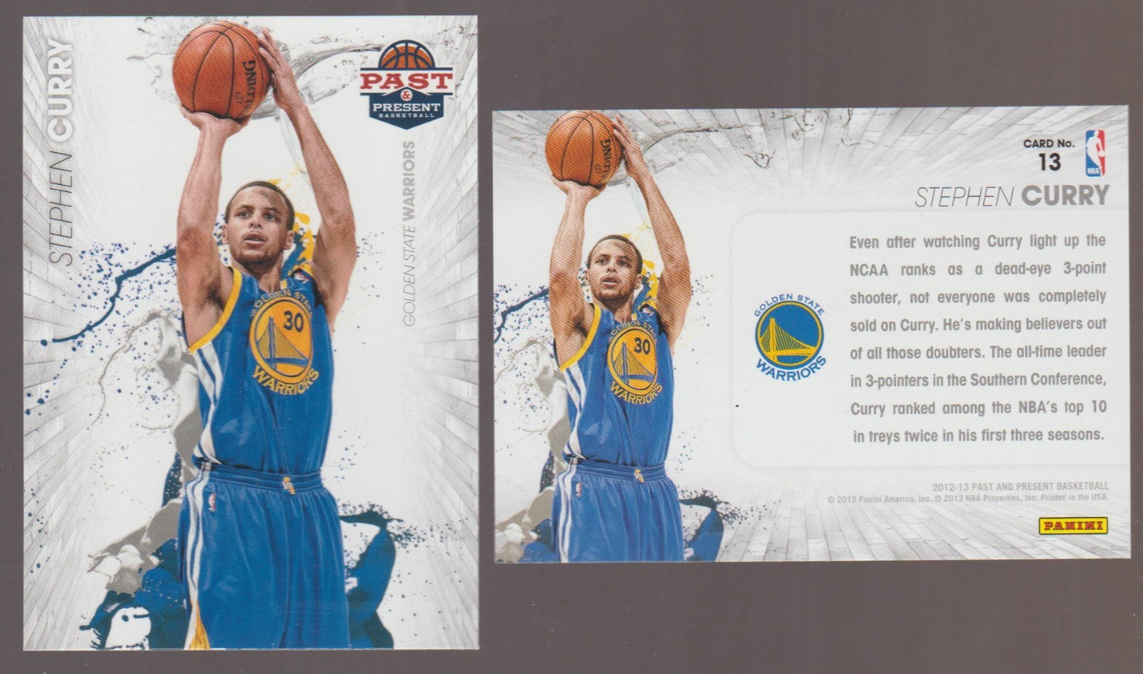STEPHEN CURRY 2012-13 Panini Past & Present RAINING 3'S Insert #13 / 2 Available