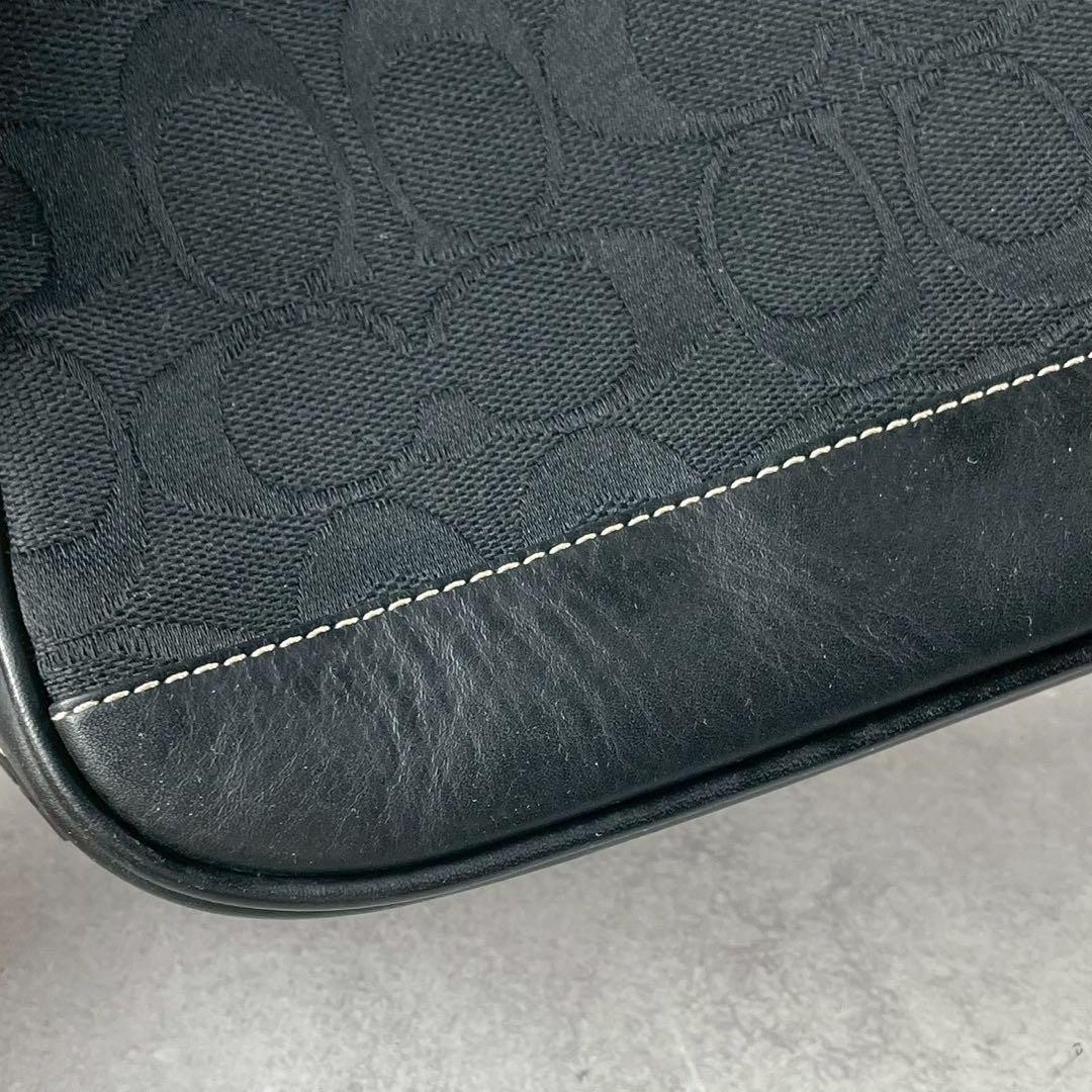 Coach Signature Demi mini Pouch Hand Bag Canvas Leather Black 6094