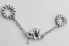 925 Sterling Silver Cat Charm Bracelet Safety Chain