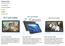 10 Inch Android 15 Wi-Fi Tablet,  Keyboard & Stylus 12GB RAM 64GB ROM Expandable 8