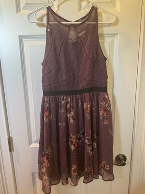 Xhilaration Purple Floral Size Medium Junior Dress