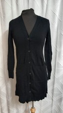 Cielo Black Knit Sweater Dress V Neck Sz M Button Front Pockets