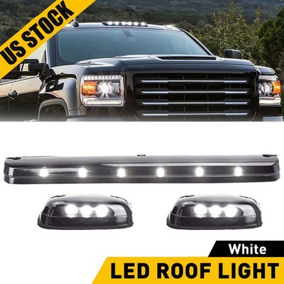 Full Set White LED Cab Roof Marker Lights For 2007-2021 Chevy GMC 2500HD 3500HD