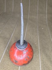 Vintage Red Eagle Thumb Pump Oil Can Made In USA  Spout Works 6" Tall