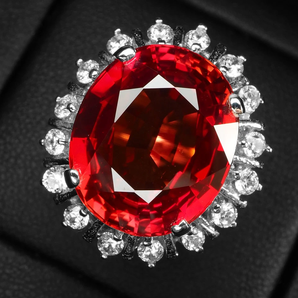 Fabulosos anillos hechos a mano de espinela roja viva de 18,18 quilates de plata de ley 925 talla 6,5 Foto 2 de 4