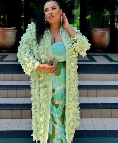 Zara Textured Floral Petal Coat Mint Pastel Green Size S 3920/282 New - Picture 3 of 5