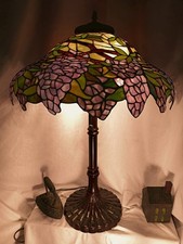 Unique Art Glass Metal Co Wisteria Style Tiffany Vintage Lamp , Stained Glass 
