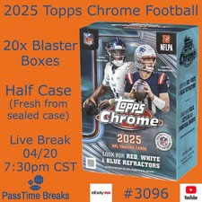 DALLAS COWBOYS 2025 TOPPS CHROME FOOTBALL - 20x Blaster Box HALF CASE BREAK 3096