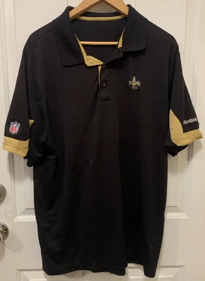 New Orleans Saints NFL Reebok Mens Short Sleeve Polo Shirt Black Size 2XL - image 1 of 4