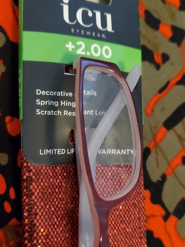 ICU Eyewear BURBANK Reading Glasses Reader w/ Soft Case +2.00 Free Shipping EG3 - Picture 3 of 4