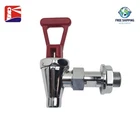 Chrome Beverage Dispenser Tap - Red Handle Hot Water Spigot for Coffee Urn