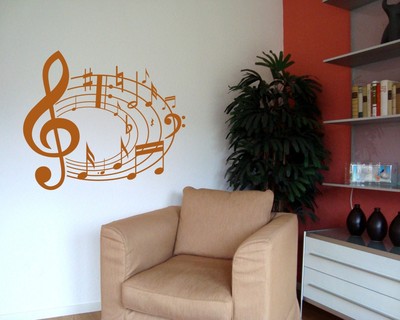 Samunshi Wandtattoo Musiknoten Wandtatoo  Notenschlüssel 36x32cm