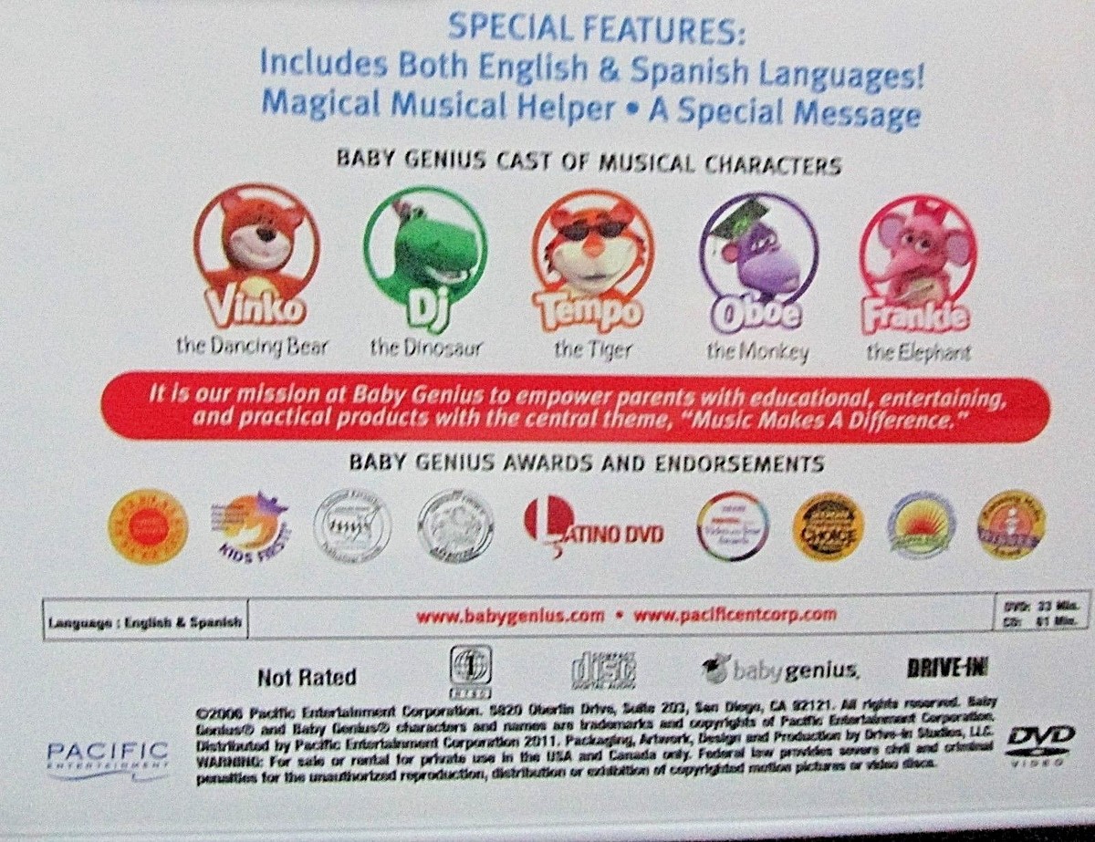 Baby Genius -NEW! DVD & CD Mozart and Friends, Learn, Colors