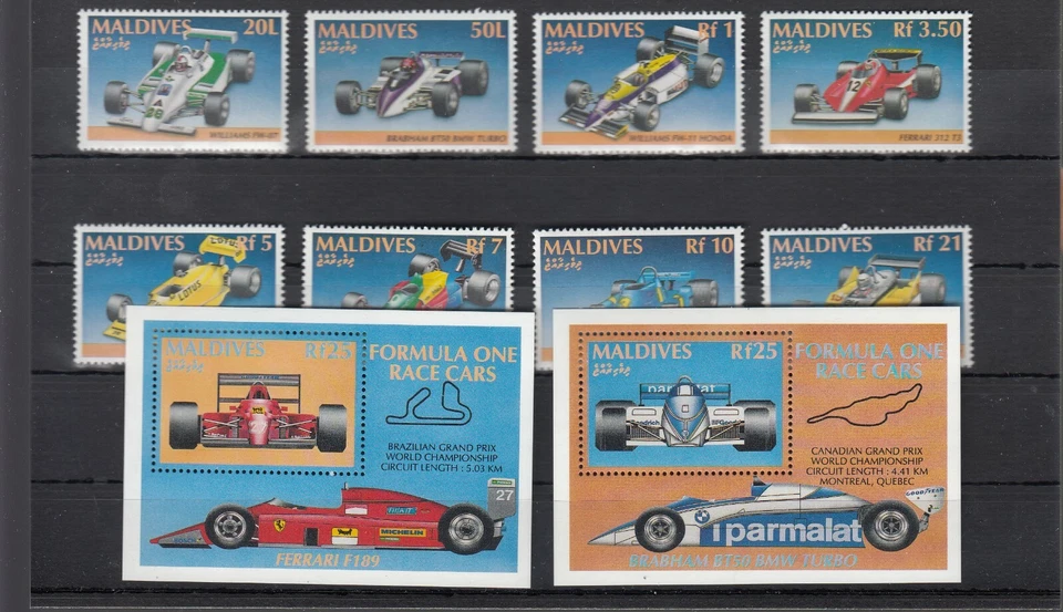 MALEDIVEN, 1991 Rennwagen 1603-10, Block 206, 207 **, (32268) - Bild 1 von 1