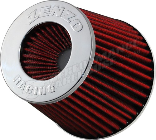 Zenzo Racing 3 pulgadas 77 mm Performance Pod filtro de aire cromado superior filtro rojo - Imagen 2 de 6