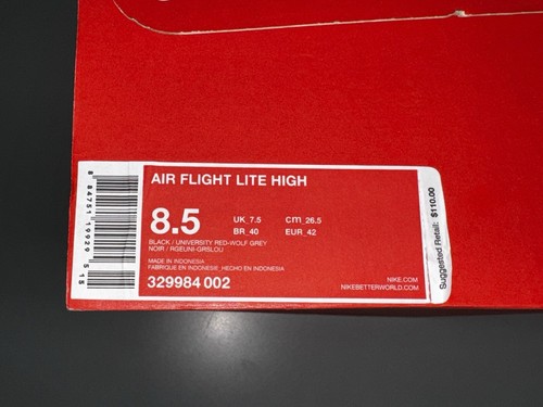 Nike Air Flight Lite High. Black, Red and Grey Size 8.5 - Picture 3 of 12