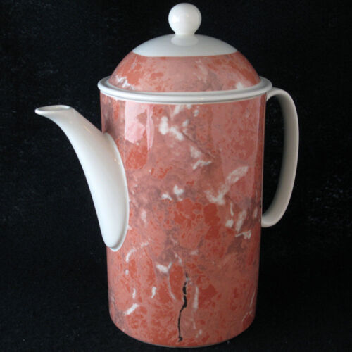 Vintage VILLEROY & BOCH "Siena" Orange Salmon Marble Porcelain Coffee Pot - Picture 1 of 5