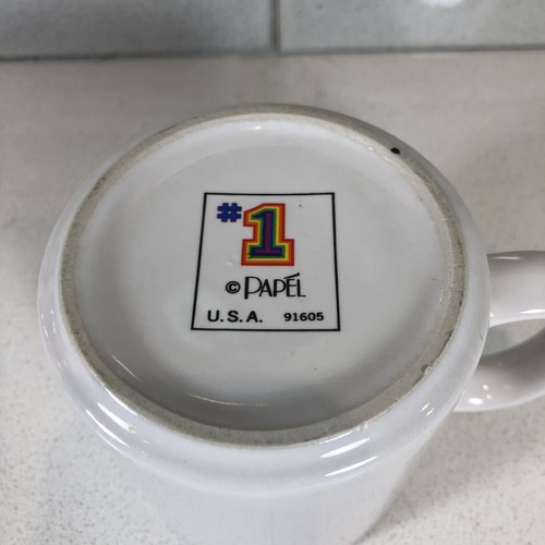 Vintage Papel #1 Baseball Player Coffee Mug Cup Rainbow Graphics Made In The USA - Picture 2 of 5