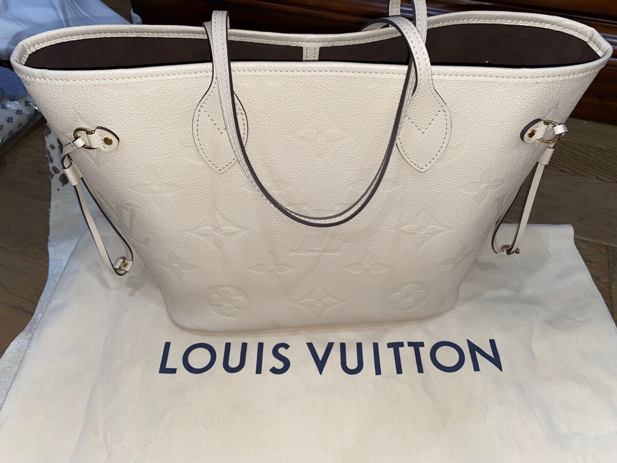 LOUIS VUITTON Neverfull MM Empreinte Leather Crème Store Display Sold Out!