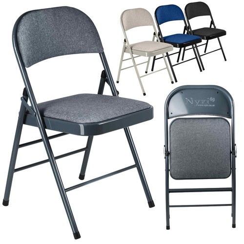 Nyxi Folding Chairs Padded Fabric Seats Metal Frame Foldable For Home Office - Picture 8 of 25