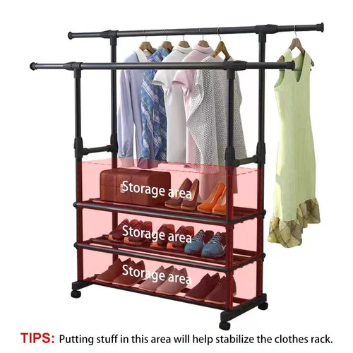 Heavy Duty Rolling Garment Rack Adjustable Wire Shelving Clothes Rack Bedroom - Picture 7 of 14