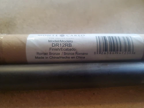 Monte Carlo Traditional Extension Downrod ROMAN BRONZE 1/2"x 12" DR12RB  - Picture 3 of 3