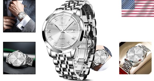 Men's Business Watch with Stainless Steel Strap - 30m Waterproof & Gift Ready - 第 2/11 張圖片