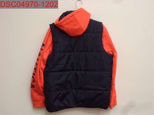 NWT - Nautica Boys Orange/ Navy Hybrid Fleece Quilted Jacket, Size M (10/12) - Picture 2 of 9