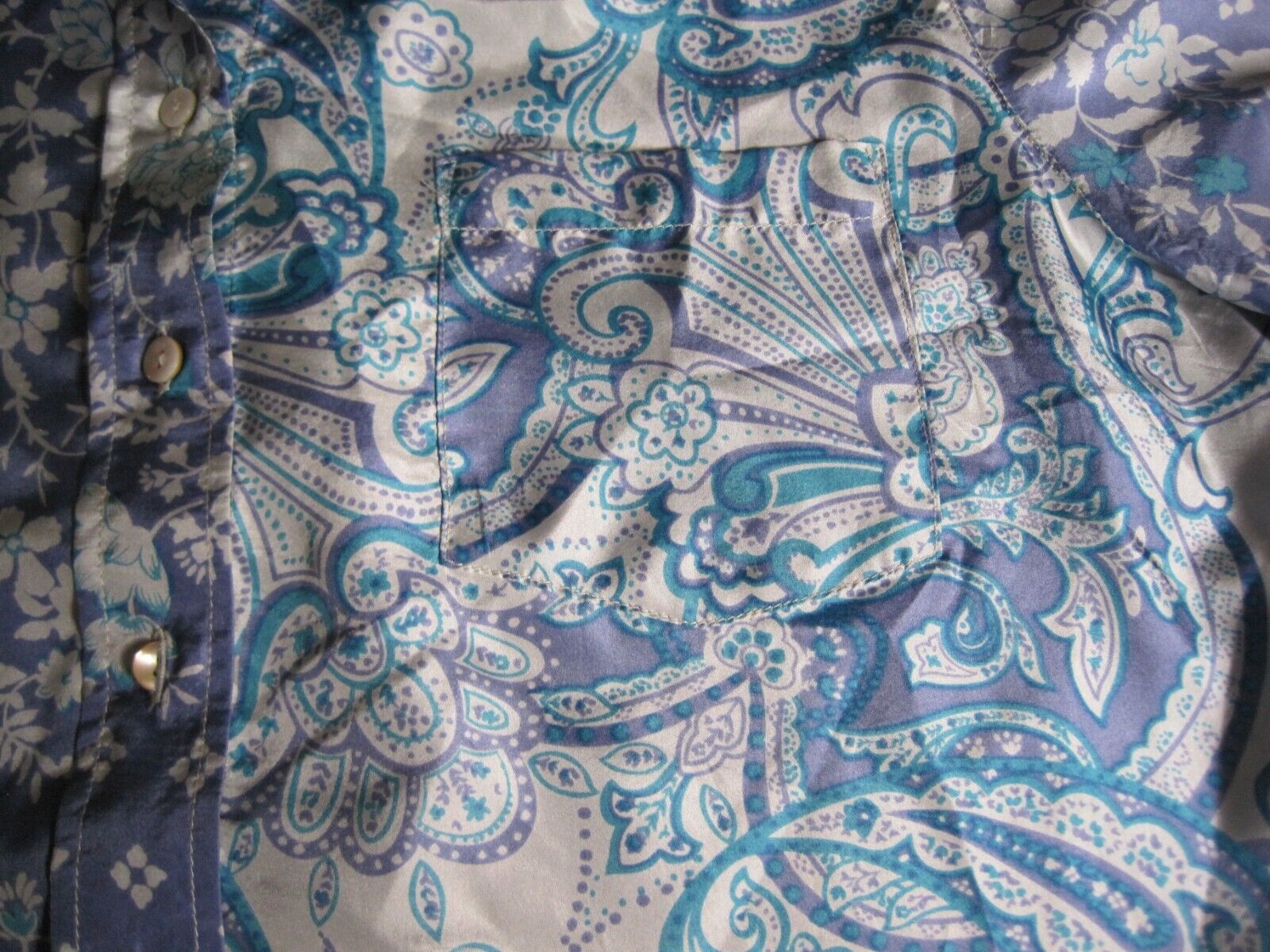 ColdWater Creek Paisley Shirt 100% Silk Floral Bu… - image 4