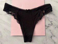Victoria's Secret Thong Panty Black Cotton Blend High Leg S L XL 2XL