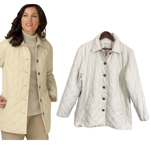 ORVIS White Quilted Jacket Coat Size L 