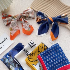Women Elegant Square Silk Feel Scarf Small Vintage Head Neck Hair Tie Band ↷