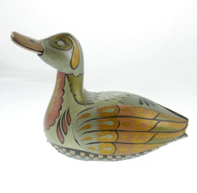 Barniz de Pasto Colombia Folk Art Duck Hand Painted Wood Figurine Mopa-Mopa