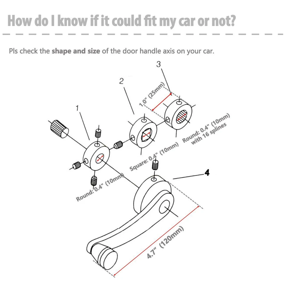 2 piezas manivelas de vidrio enrolladoras de puerta de ventana manual de aluminio negro para automóvil SUV Foto 3 de 4