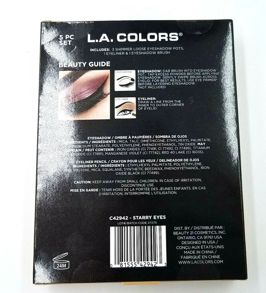 L.A. Colors Shimmer Eyes Eyeshadow & Eyeliner Kit Starry Eyes Make up Gift Set - Image 2 of 2