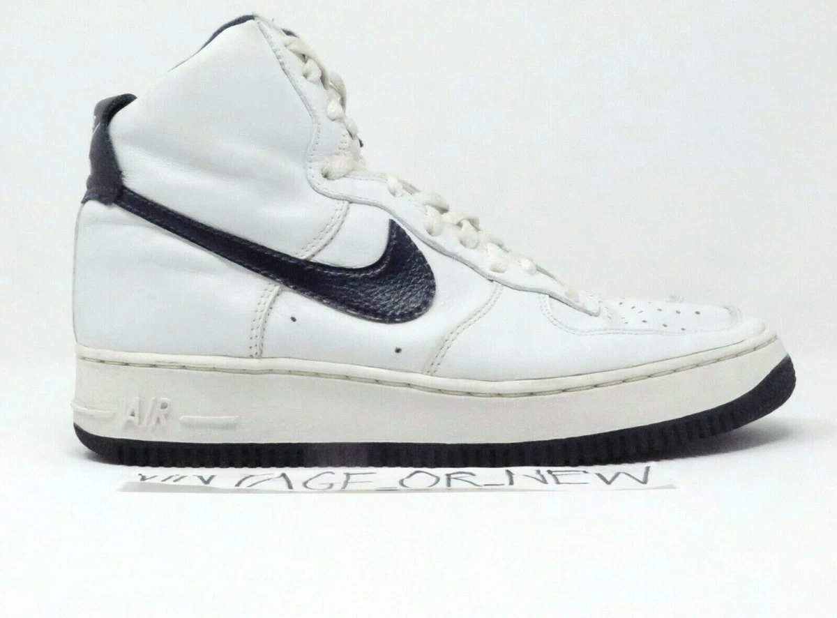 VTG 2000 Nike Air Force 1 High White Midnight Navy 630034-145 sz