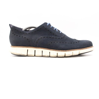 Cole Haan Zero Grand Wingtip Oxford Men's 11 M Navy Blue Suede Casual C24527