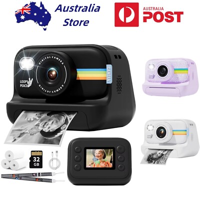 Kids Camera Instant Print 1080P HD for Kids with 3 Rolls 32GB toy Gift