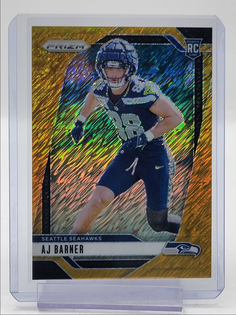 AJ BARNER 2024 PRIZM ROOKIE FOTL GOLD SHIMMER SEAHAWKS RC 10/10 Q0595
