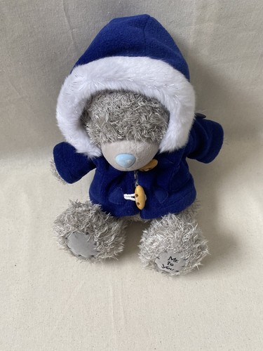 Me To You Tatty Teddy Bear Grey Beanie Blue Duffle Coat 9" Seated Plush Tagged - Picture 2 of 15