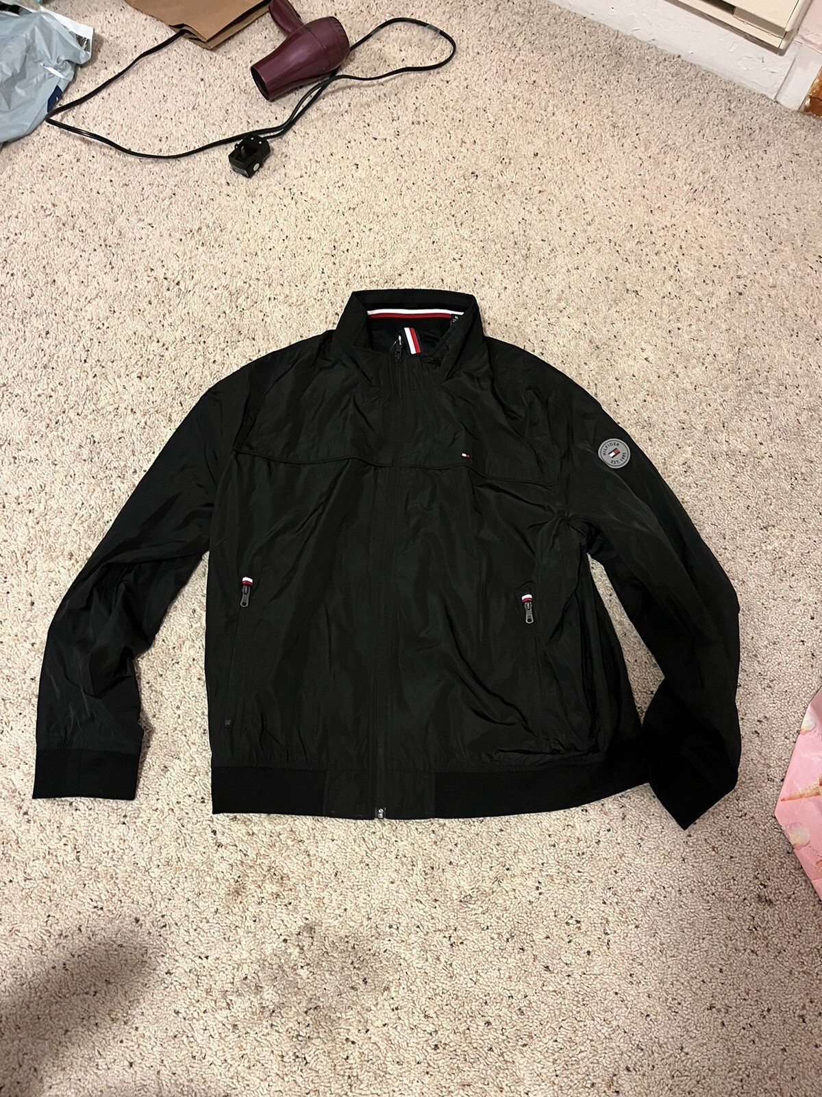 Tommy Hilfiger Men's Performance Faux Memory Bomber Black Jacket Brand