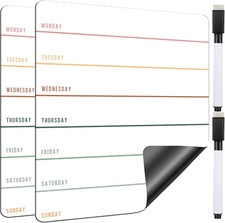 2 Pieces Magnetic Weekly Dry Erase Boards Erasable Weekly Calendars Whiteboard P