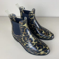Lauren Ralph Lauren Leopard Print Size 7 Tally Bo Rai Chelsea Rain Boot Pull On