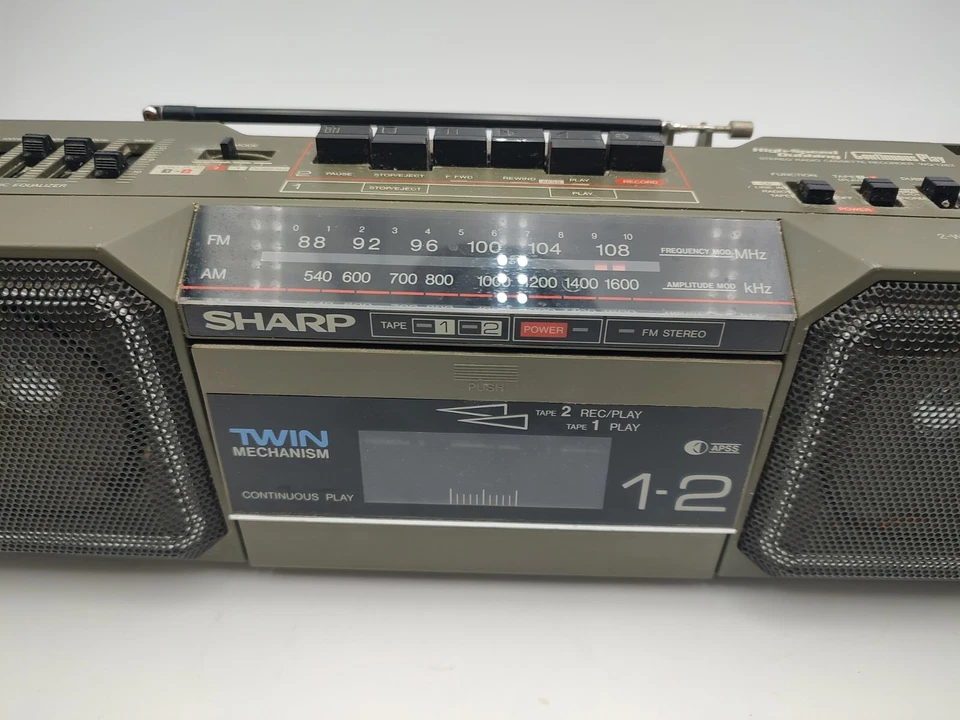 Boombox Doble Cinta Estéreo Retro Old School Vintage Años 80 SHARP WQ-T282 - LEER Foto 4 de 4