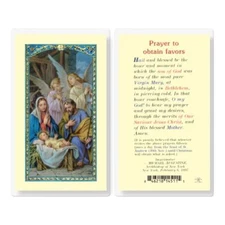 Nativity / front-  Prayer to Obtain Favors / back - Laminated  Holy Card 803