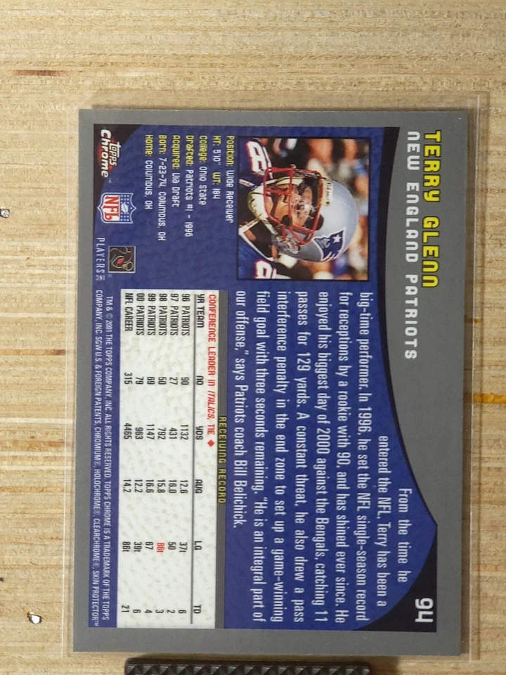 2001 Topps Chrome - Terry Glenn #94 - Image 2 of 2