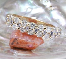 14K Solid Yellow Gold Ring, Band, Natural Gemstones, Handmade