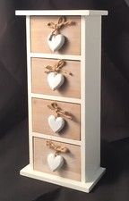 Jewellery box Heart handle storage jewellery box Cabinet, wooden with 4 draws