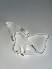 AUTH Chanel Logo White Cotton Grosgrain Ribbon 40" Long for Gift Wrapping Decor