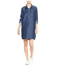 New Gap Factory Women's Long Sleeve Tencel Shirtdress Medium Indigo Variety Size